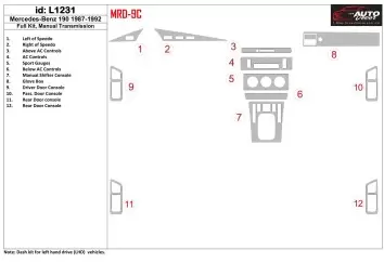 Mercedes Benz 190 1987-1992 Full Set, Manual Gear Box, With Sport Gauges BD Interieur Dashboard Bekleding Volhouder