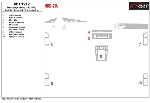 MERCEDES Mercedes Benz 190 1993-1993 Full Set, Manual Gear Box Interior BD Dash Trim Kit €51.99