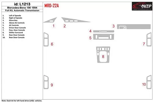 MERCEDES Mercedes Benz 190 1994-1994 Full Set, Manual Gear Box Interior BD Dash Trim Kit €51.99