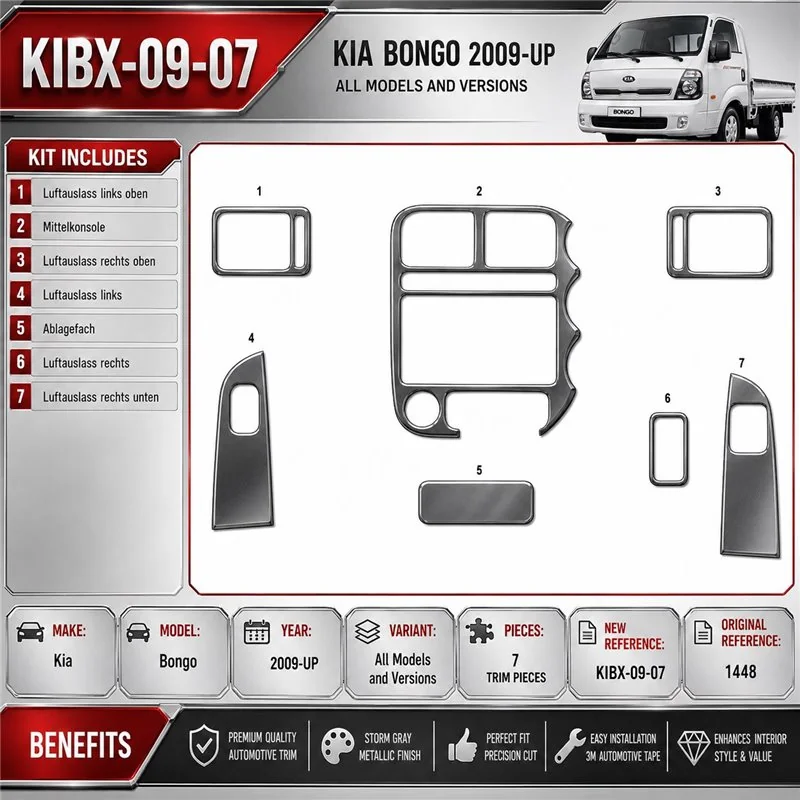 Kia Bongo 2009-heden 3D interieur dashboard decoratieset dashboard decor 7-delen