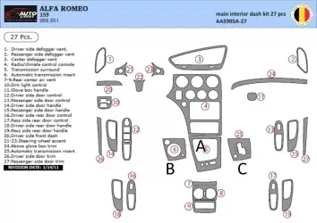 Alfa Romeo 159 2005-2011 3D Interior Dashboard Trim Kit Dash Trim Dekor 27-Parts