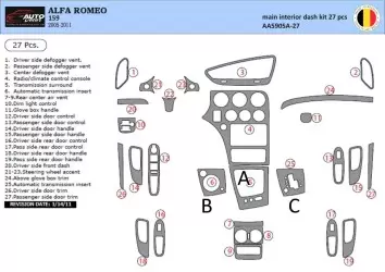 Alfa Romeo 159 2005-2011 Kit Rivestimento Cruscotto all'interno del veicolo Cruscotti personalizzati 27-Decori