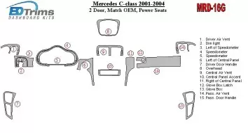 Mercedes Benz C Class 2001-2004 Basic Set, 2 Doors, OEM Compliance, With Power Seats BD Interieur Dashboard Bekleding Volhouder