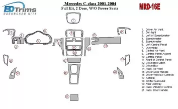 Mercedes Benz C Class 2001-2004 Full Set, 2 Doors, OEM Compliance, W/O Power Seats BD Interieur Dashboard Bekleding Volhouder