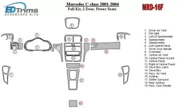 Mercedes Benz C Class 2001-2004 Full Set, 2 Doors, OEM Compliance, With Power Seats Decor de carlinga su interior