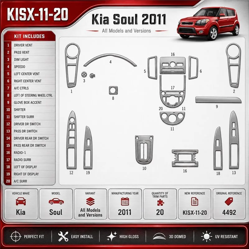 KIA Soul 2011 kit de molduras interiores para salpicadero 20 piezas