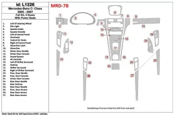 Mercedes Benz C Class 2005-2007 Full Set, 4 Doors Coupe, With Power Seats Interior BD Dash Trim Kit