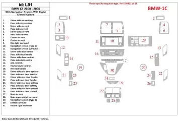 BMW X5 2000-2006 With NAVI system Interior BD Dash Trim Kit