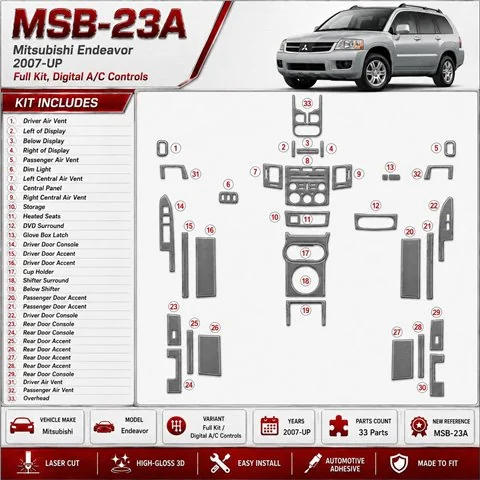 Mitsubishi Endeavor 2007-Actualidad juego completo, Automatic AC kit de molduras interiores para salpicadero