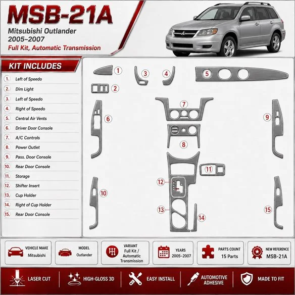 Mitsubishi Outlander 2005-2007 juego completo, Automatic Gear kit de molduras interiores para salpicadero