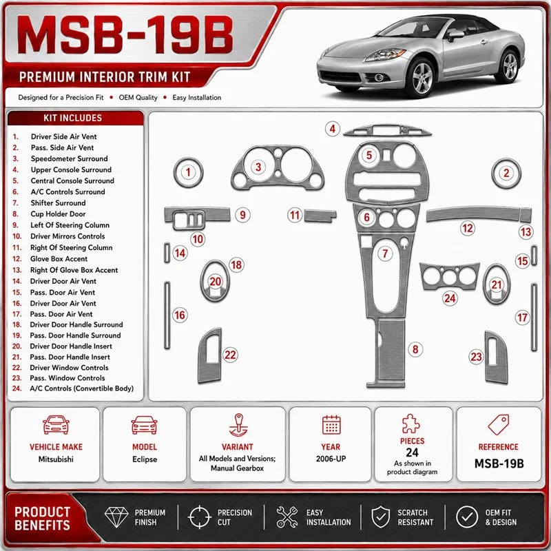 Mitsubishi Eclipse 2006-heden Manual Gear Box interieur dashboard decoratieset dashboard decor