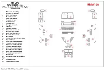 BMW X5 2000-2006 Without NAVI system, Automatic Gearbox AC Control Interior BD Dash Trim Kit