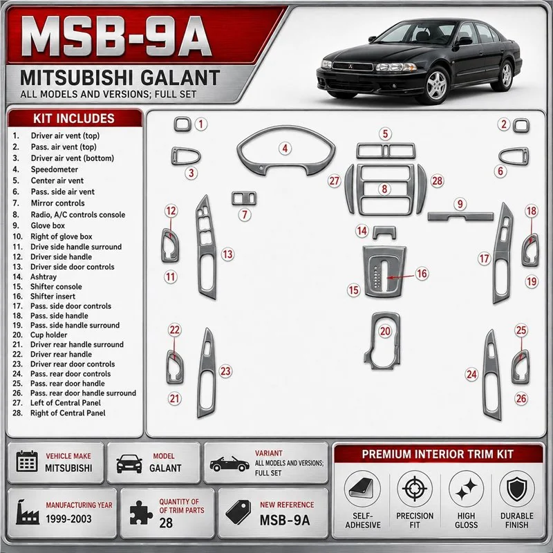 Mitsubishi Galant 1999-2003 3D Cockpit Dekor Interieurleisten Set Full Set / as shown in product diagram-teilig