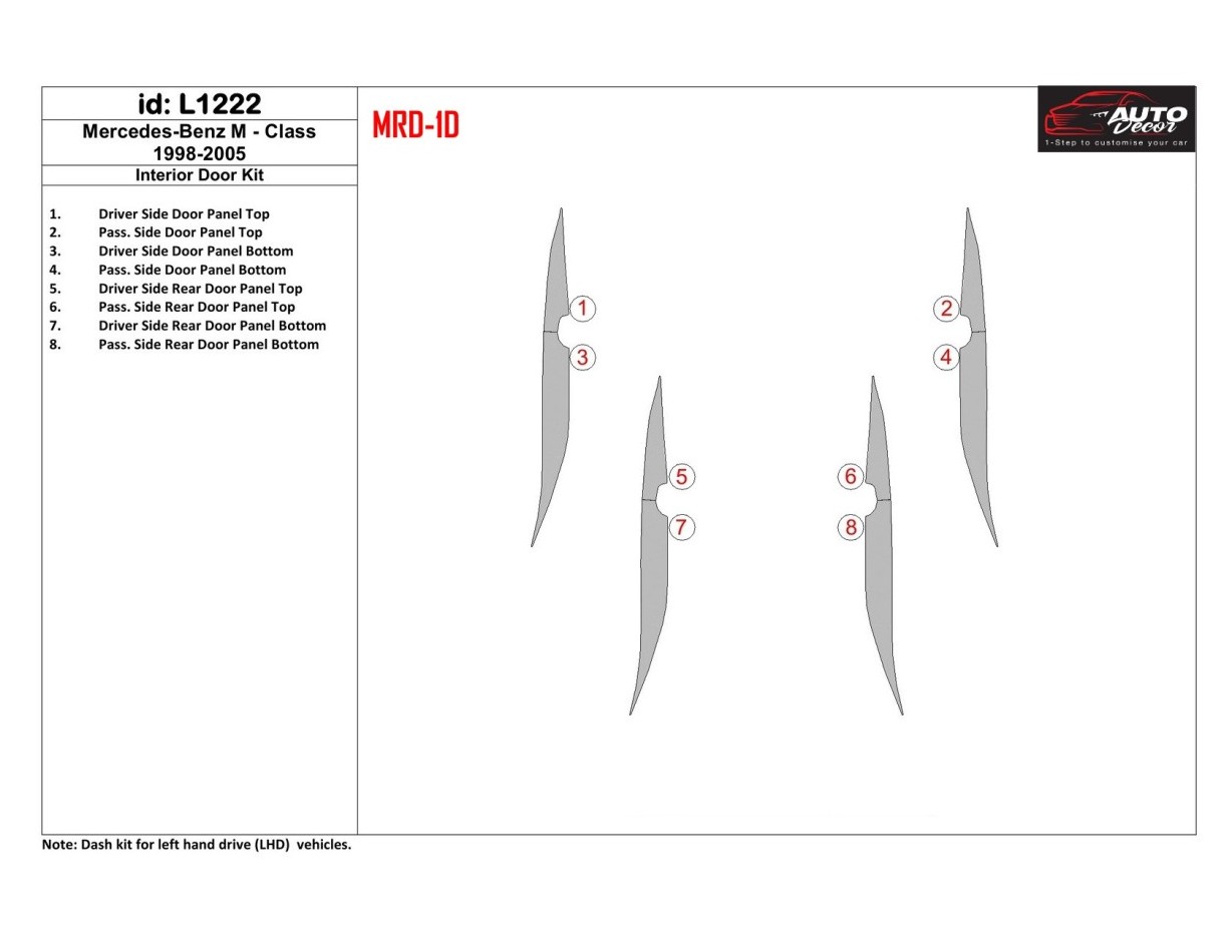 Mercedes Benz M Class 1998-2005 Interior Doors Kit Interior BD Dash Trim Kit