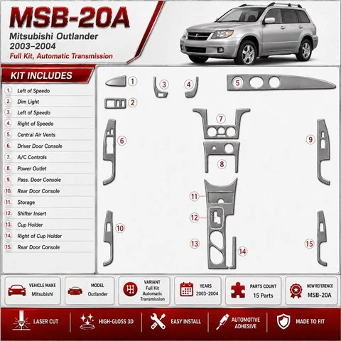 Mitsubishi Outlander 2003-2004 juego completo, Automatic Gear kit de molduras interiores para salpicadero