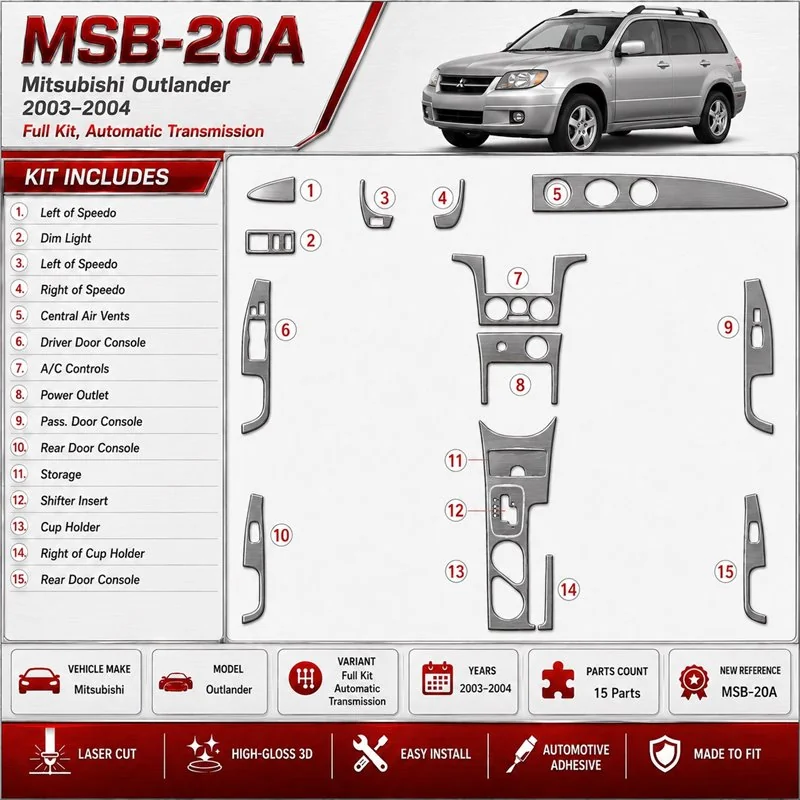Mitsubishi Outlander 2003-2004 juego completo, Automatic Gear kit de molduras interiores para salpicadero