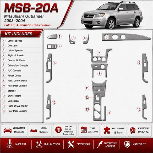Mitsubishi Outlander 2003-2004 Full Set, Automatic Gear Interior Dashboard Trim Kit Dash Trim Dekor