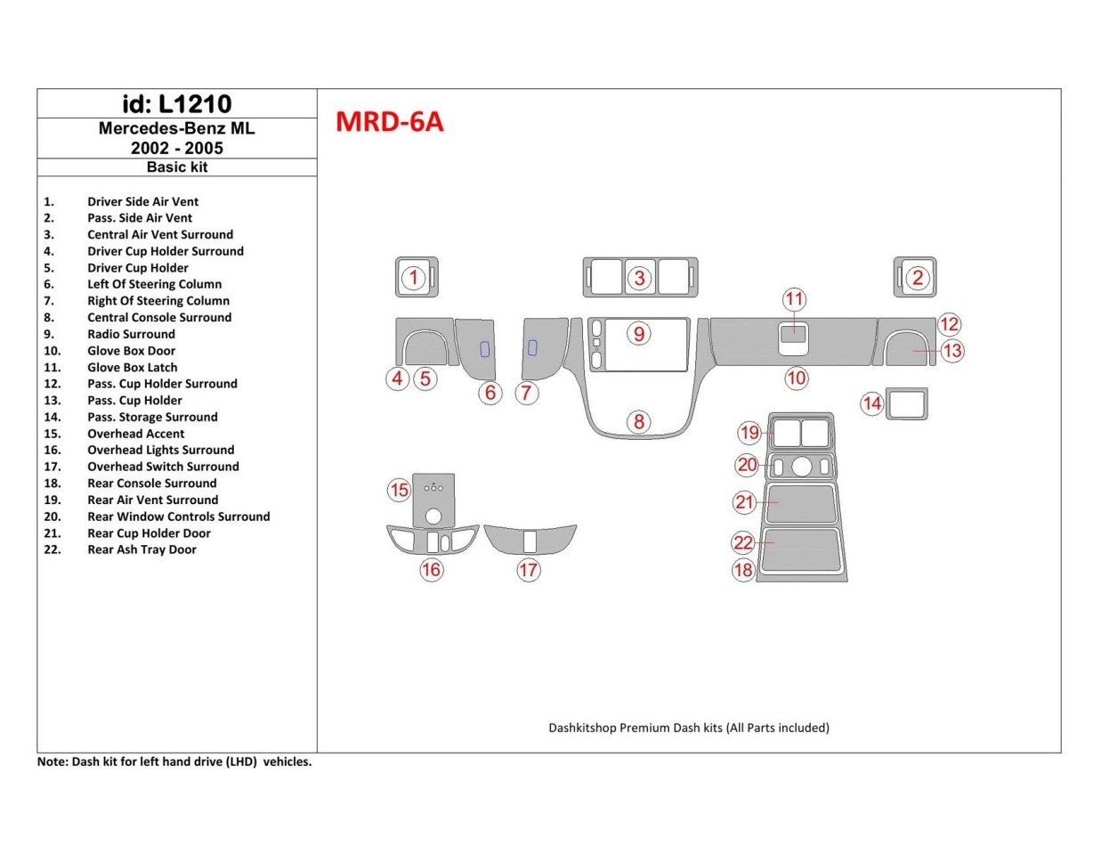 Mercedes Benz M Class 2002-2005 Base Kit Interior BD Dash Trim Kit