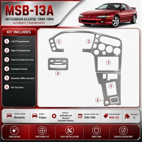 Mitsubishi Eclipse 1990-1994 Automatic Gear Interior Dashboard Trim Kit Dash Trim Dekor