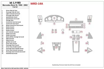 Mercedes Benz SL Class 1990-2002 Full Set Interior BD Dash Trim Kit