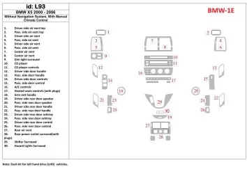 BMW X5 2000-2006 Without NAVI system, Manual Gearbox AC Control BD Décoration de tableau de bord