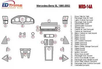 Mercedes Benz R129 SL Class 1990-2002 Full Set Cruscotto BD Rivestimenti interni