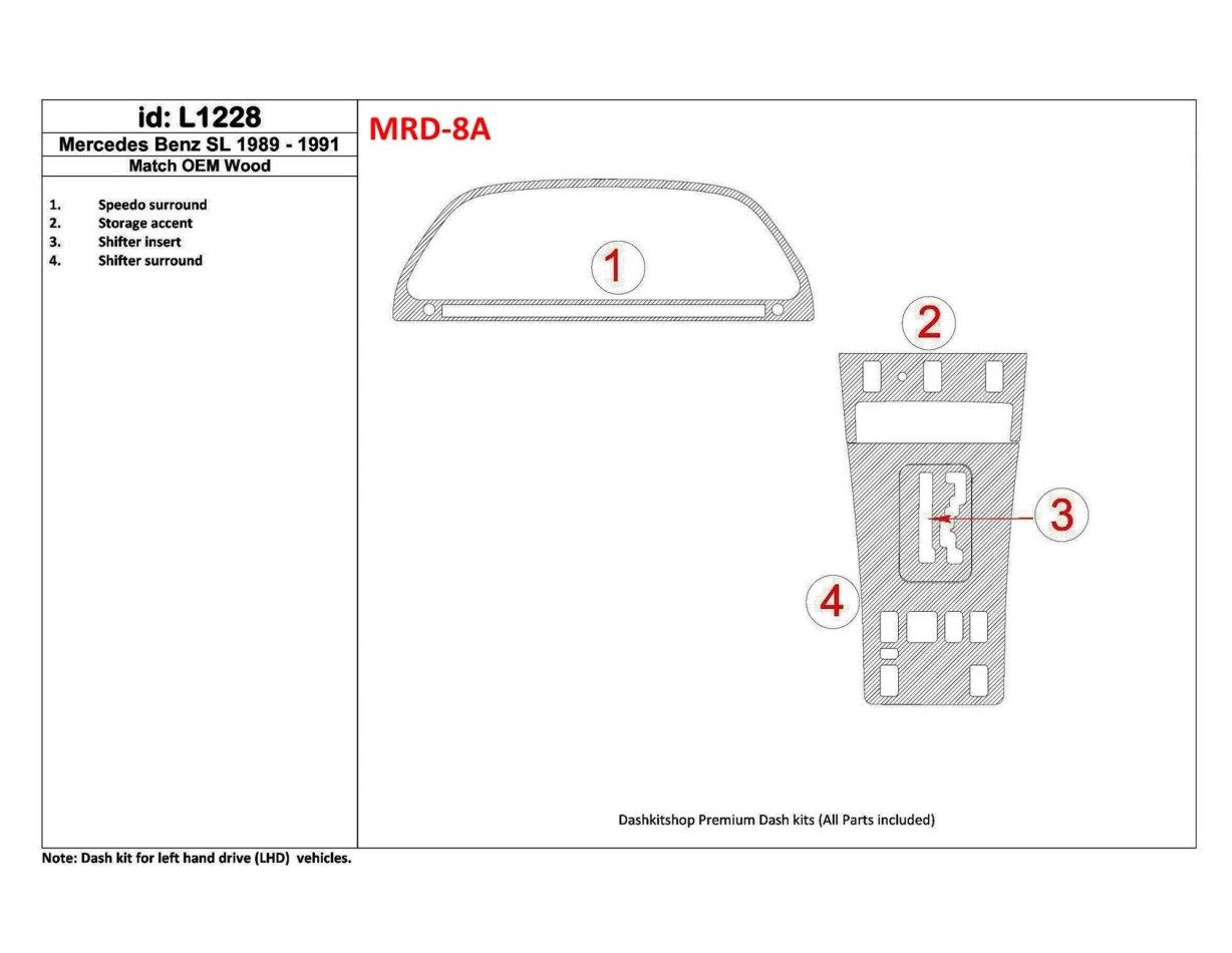 Mercedes Benz SL Class 1989-1991 Full Set Interior BD Dash Trim Kit