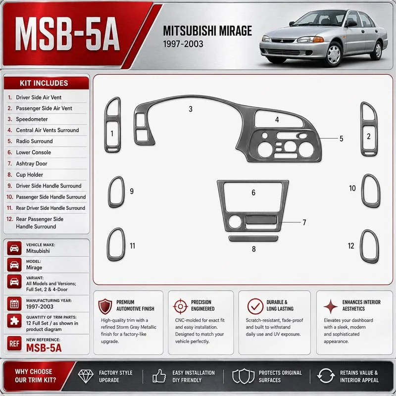 Mitsubishi Mirage 1997-2003 Full Set, 2 & 4 Doors interieur dashboard decoratieset dashboard decor