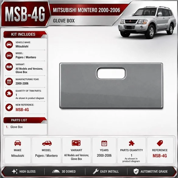 Mitsubishi Pajero/Montero 2000-2006 glowe-box kit de molduras interiores para salpicadero