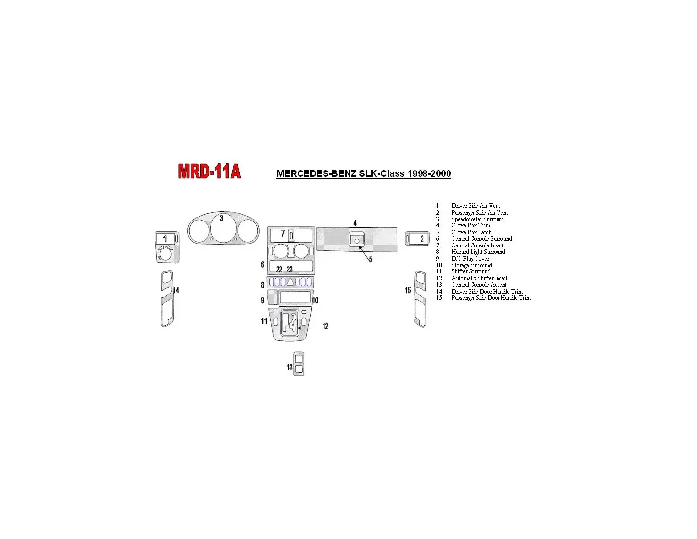 MERCEDES Mercedes Benz SLK 1998-2000 Full Set, OEM Compliance Interior BD Dash Trim Kit €64.99