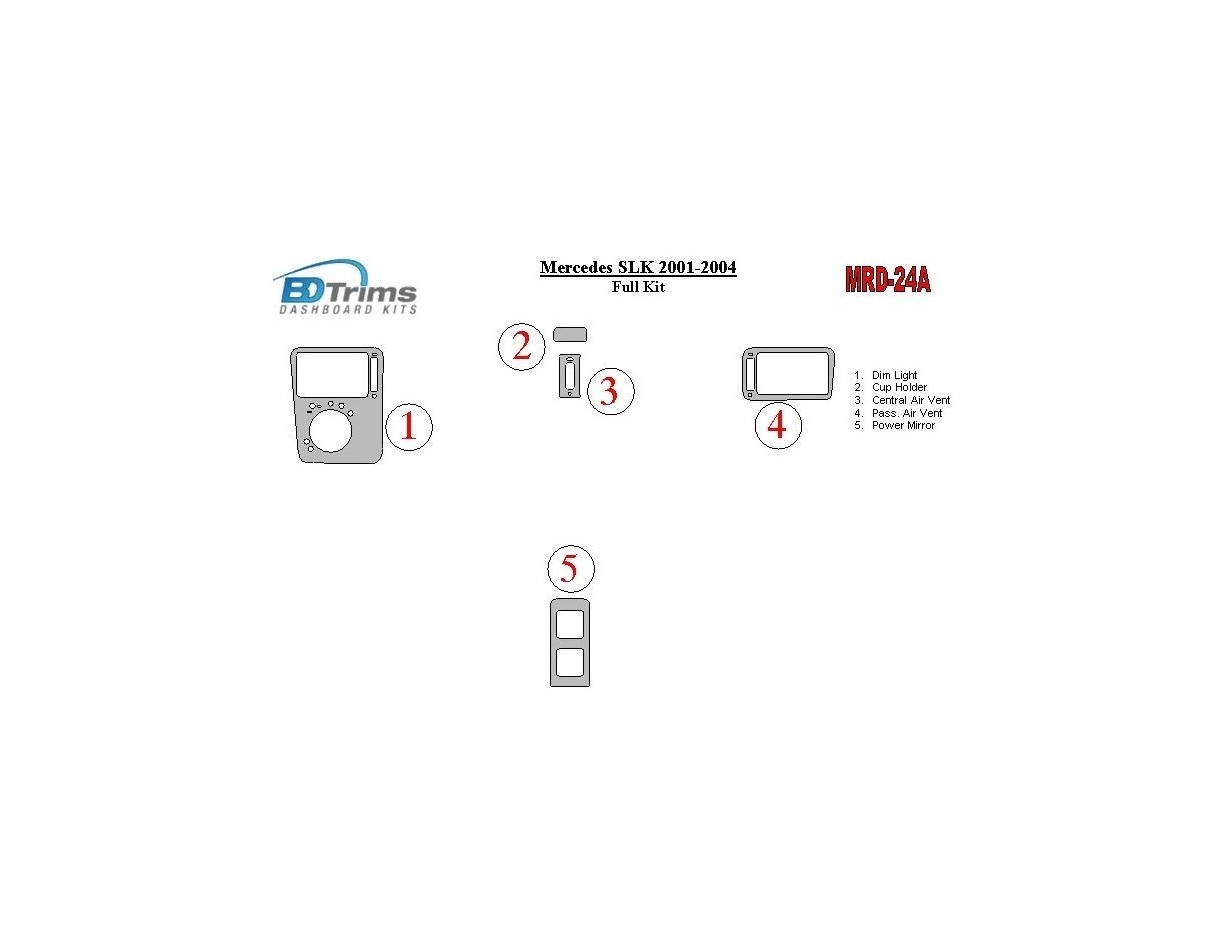 Mercedes Benz SLK 2001-2004 Full Set Interior BD Dash Trim Kit