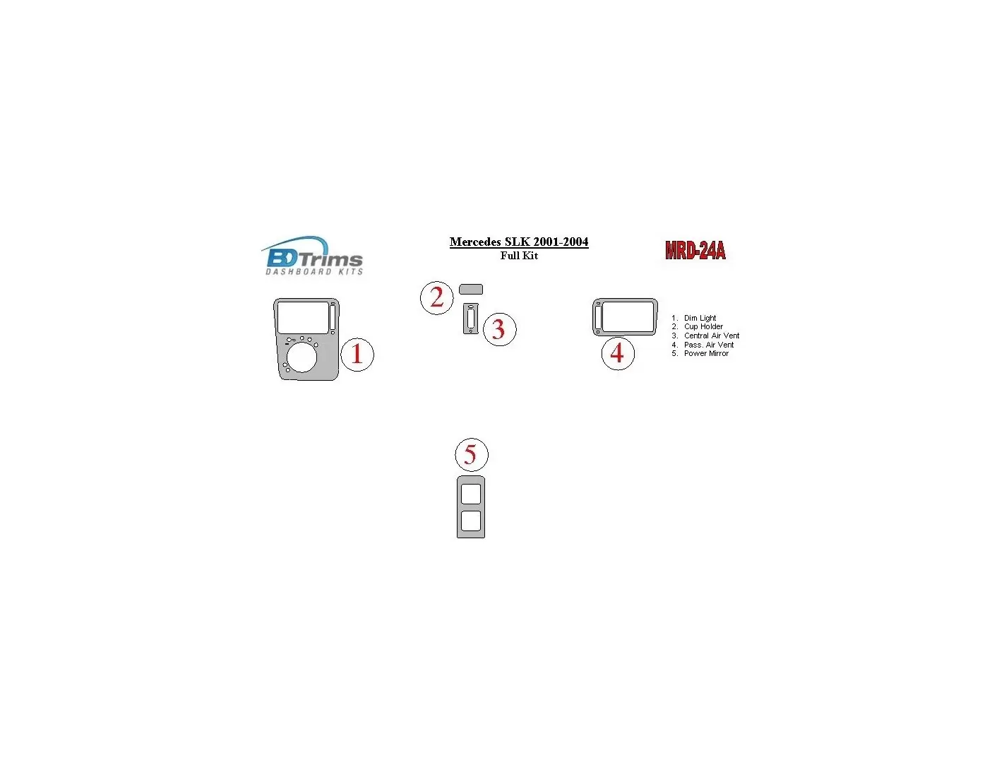 Mercedes Benz SLK 2001-2004 Full Set Interior BD Dash Trim Kit