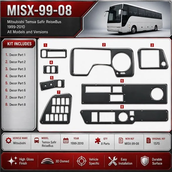 Mitsubishi Safir 1999-2010 kit 3D de molduras interiores para salpicadero 8 piezas