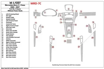 Mercedes Benz W203 C Cl 2005-2007 Voll Satz, 4 Doors Coupe, Without Power Seats BD innenausstattung armaturendekor cockpit dekor