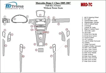 Mercedes Benz C Class 2005-2007 Full Set, 4 Doors Coupe, Without Power Seats BD Interieur Dashboard Bekleding Volhouder