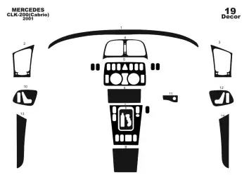 Mercedes Benz W208 CLK-Cabrio 1997–2003 3M 3D Interior Dashboard Trim Kit Dash Trim Dekor 14-Parts