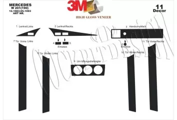 Mercedes C 190 W201 12.83-05.93 3M 3D Interior Dashboard Trim Kit Dash Trim Dekor 11-Parts