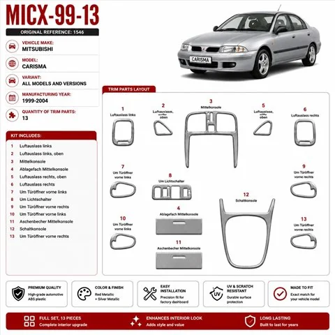 Mitsubishi Carisma 1999-2004 3D Cockpit Dekor Interieurleisten Set 13-teilig