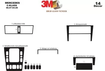 Mercedes C-Class W202 06.97-04.00 3M 3D Interior Dashboard Trim Kit Dash Trim Dekor 14-Parts