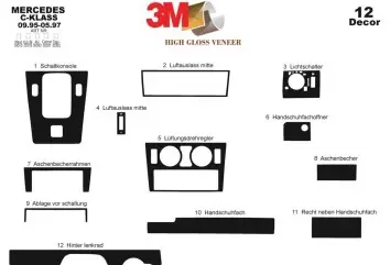 Mercedes C-Class W202 09.95-05.97 3M 3D Interior Dashboard Trim Kit Dash Trim Dekor 12-Parts