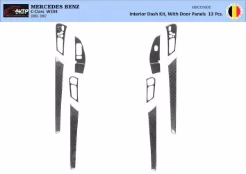 Mercedes C-Class W203 05.2005 3D Interior Dashboard Trim Kit Dash Trim Dekor 13-Parts