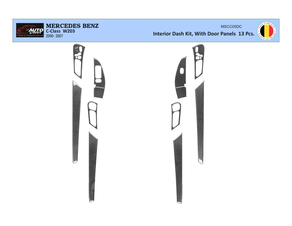 Mercedes C-Class W203 05.2005 3D Interior Dashboard Trim Kit Dash Trim Dekor 13-Parts