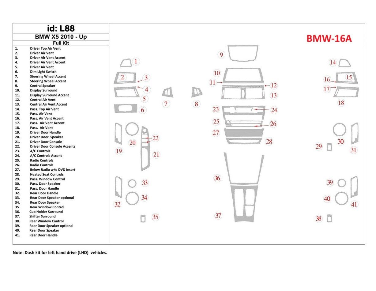 BMW X5 2010-UP Full Set Decor de carlinga su interior