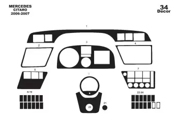 Mercedes Citaro 06-07 Mittelkonsole Armaturendekor Cockpit Dekor 34-Teilige - 1- Cockpit Dekor Innenraum