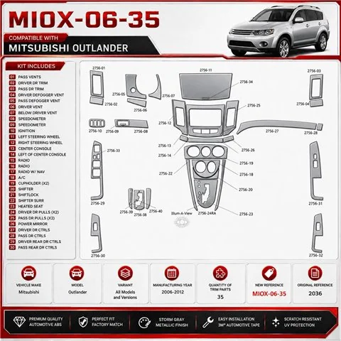 Mitsubishi Outlander 2006-2012 3D Cockpit Dekor Interieurleisten Set 35-teilig