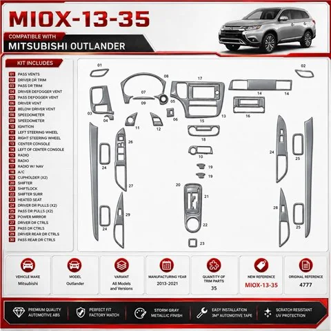 Mitsubishi Outlander 2013-2021 kit de molduras interiores para salpicadero 35 piezas