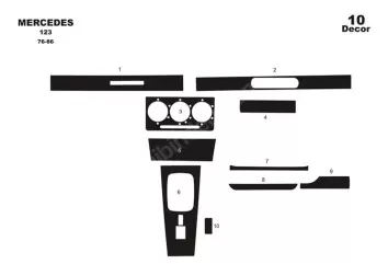 Mercedes E-Class W123 01.76 - 01.86 3D Inleg dashboard Interieurset aansluitend en pasgemaakt op he 10 -Teile