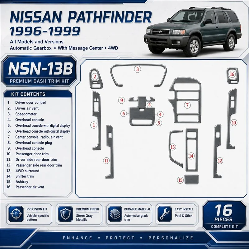 Nissan Pathfinder 1996-1999 3D Cockpit Dekor Interieurleisten Set 16-teilig