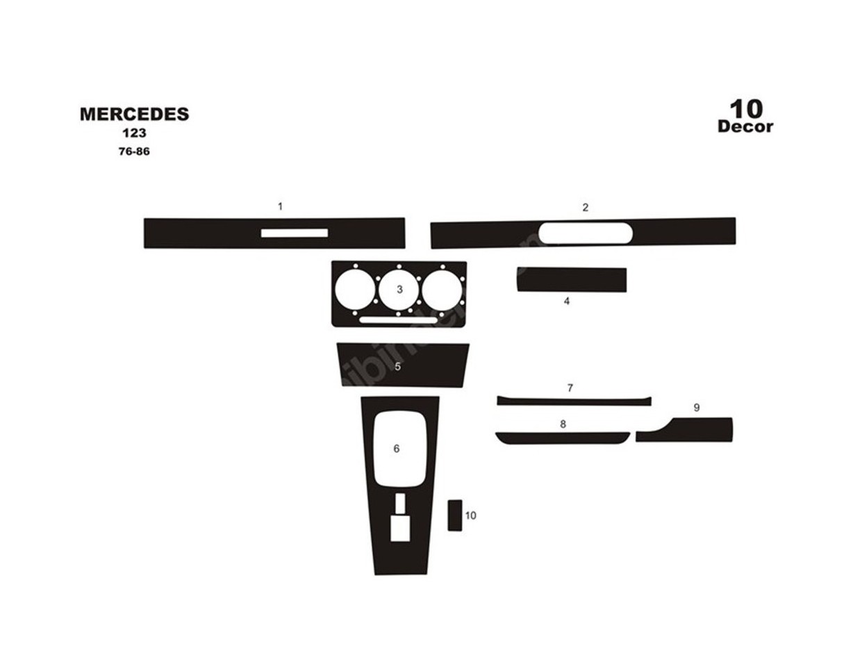 Mercedes E-Class W123 76-86 Mittelkonsole Armaturendekor Cockpit Dekor 10-Teilige - 1- Cockpit Dekor Innenraum