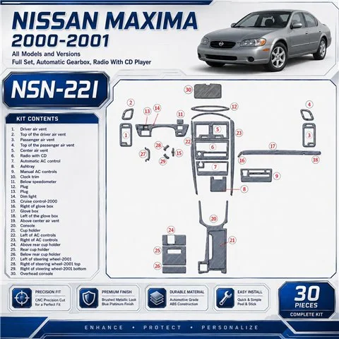 Nissan Maxima 2000-2001 3D Cockpit Dekor Interieurleisten Set 30-teilig